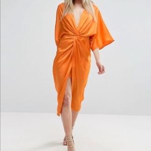 Kimono Twist Front Midi Dress